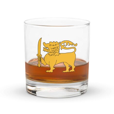 Sri Lankan Flag Lion Whiskey Glass for cultural pride