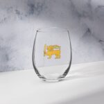 Stemless Lion Wine Glass showcasing Sri Lankan national pride
