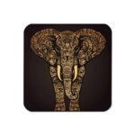 Golden mandala elephant coaster with traditional Sri Lankan design for home decor