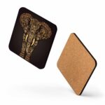 Decorative Sri Lankan elephant coaster with cultural mandala artwork