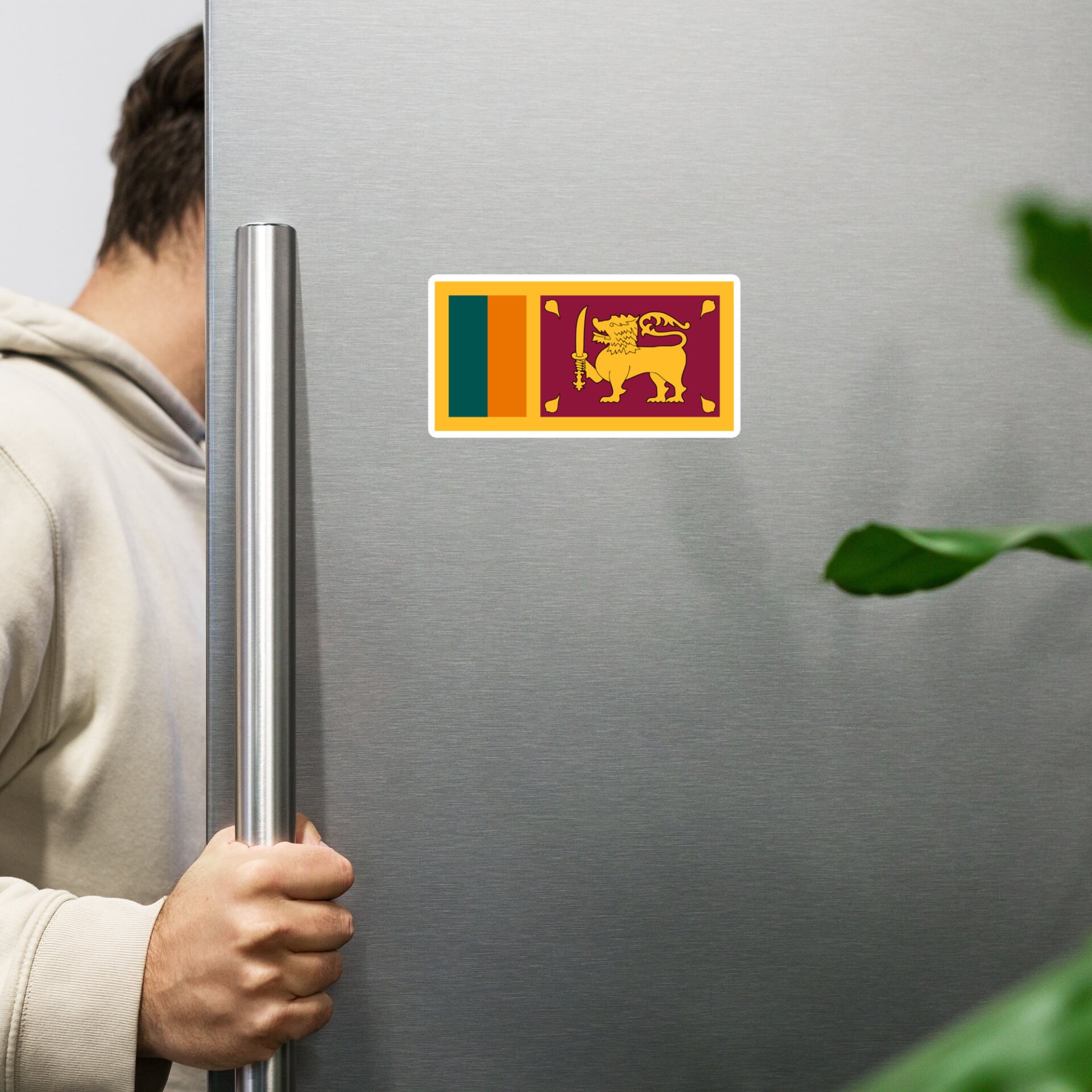Sri Lankan Flag Magnet displaying vibrant national colours on refrigerator