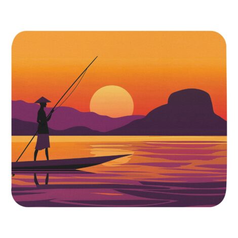 Sunset Sri Lankan Fisherman Mouse Pad with traditional Sri Lankan design and cultural artwork