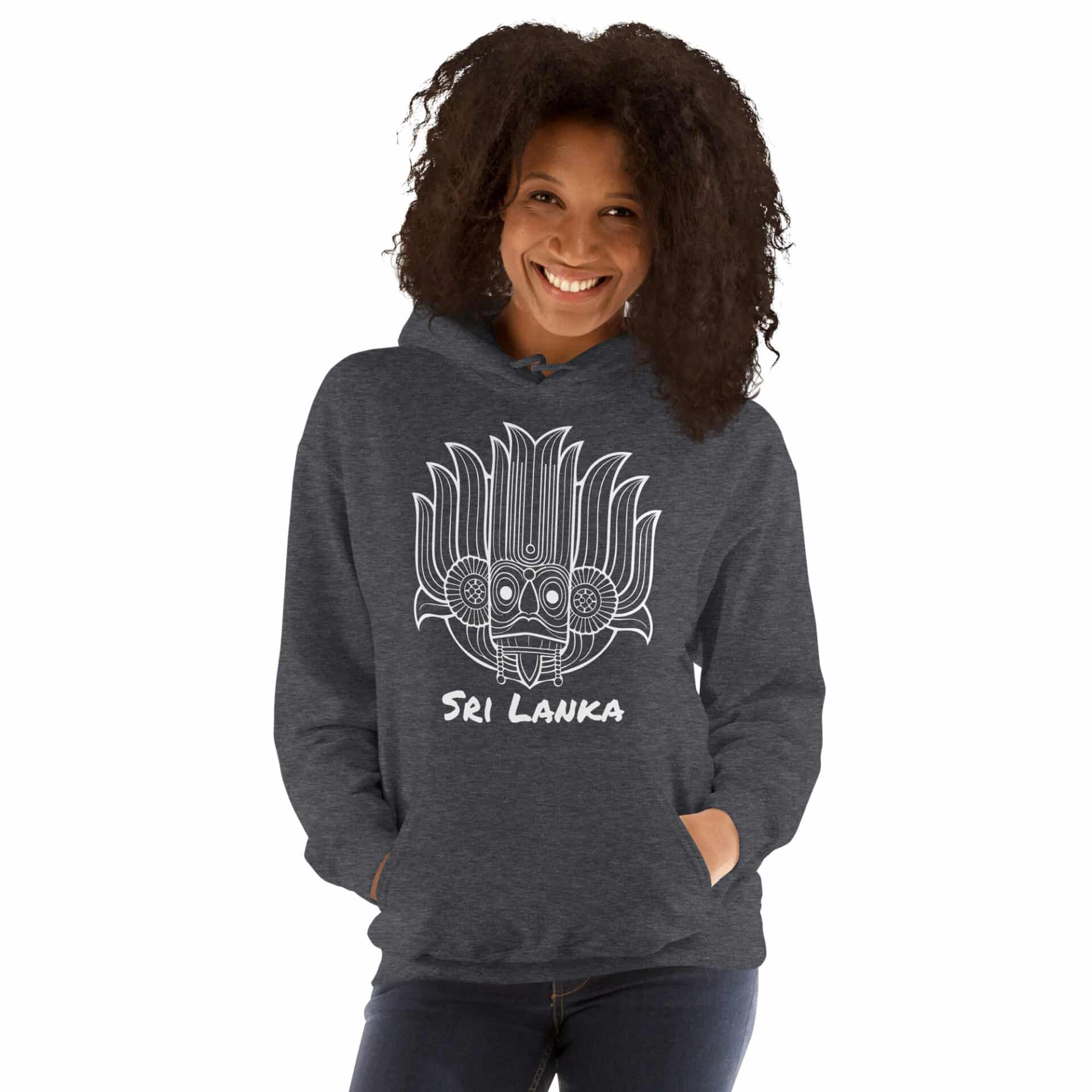 Sri Lankan Heritage Yaka Hoodie showing double-lined hood feature