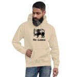 Close-up of double-lined hood with matching drawcord on Flag Lion Hoodie