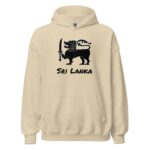 Product flat lay highlighting the unique Flag Lion Hoodie design