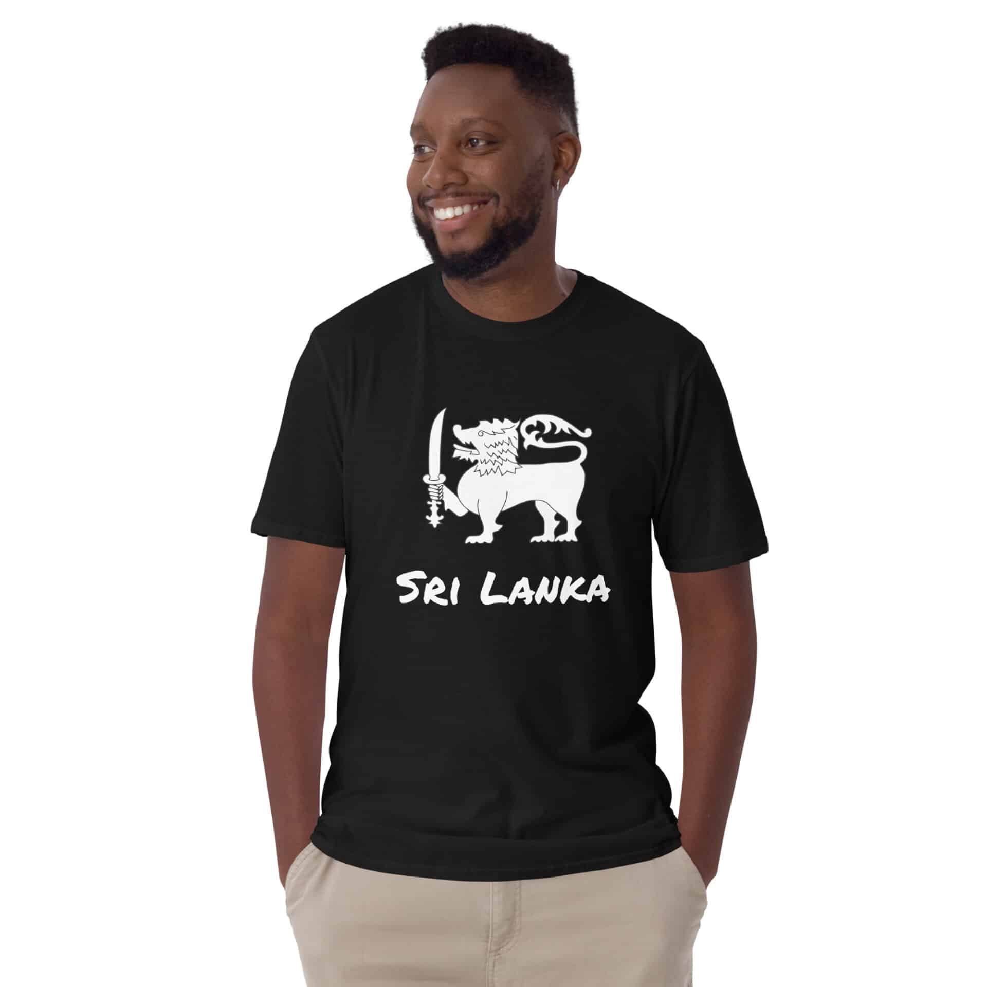 Sri Lankan Flag Lion T-Shirt featuring iconic lion emblem in black, ideal for cultural pride and daily wear.