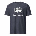 Comfortable Sri Lankan T-Shirt in heather navy with iconic emblem, perfect for travel and festivals.