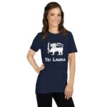 Sri Lankan Flag Lion T-Shirt showcasing the prideful lion emblem in navy, ideal for showcasing heritage.