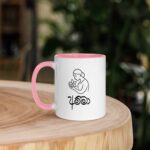 Close-up of Amma Mug with lotus bloom illustration