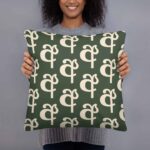 Handcrafted Sinhala Ligature Pillow – "අ" in Stylish Green