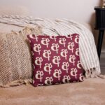 Premium Sinhala Pillows – Sinhala Ligature “අ” Red Throw Pillow