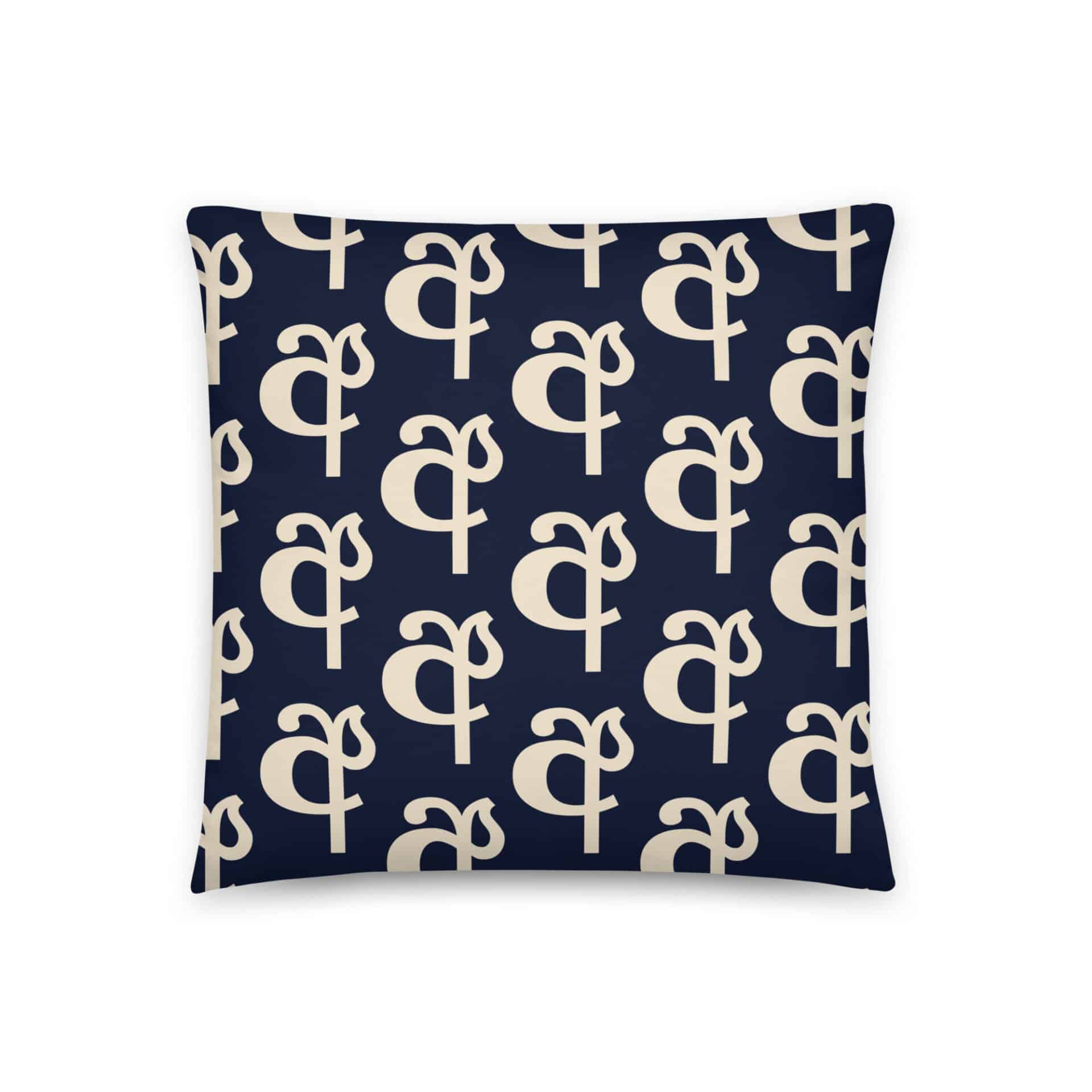Sinhala Ligature Pillow in blue – unique Sinhala Pillows