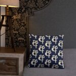 Sinhala Pillows – blue pillow with Sinhala “අ” design