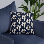 Sinhala Ligature Pillow “අ” blue – for Sri Lankan décor