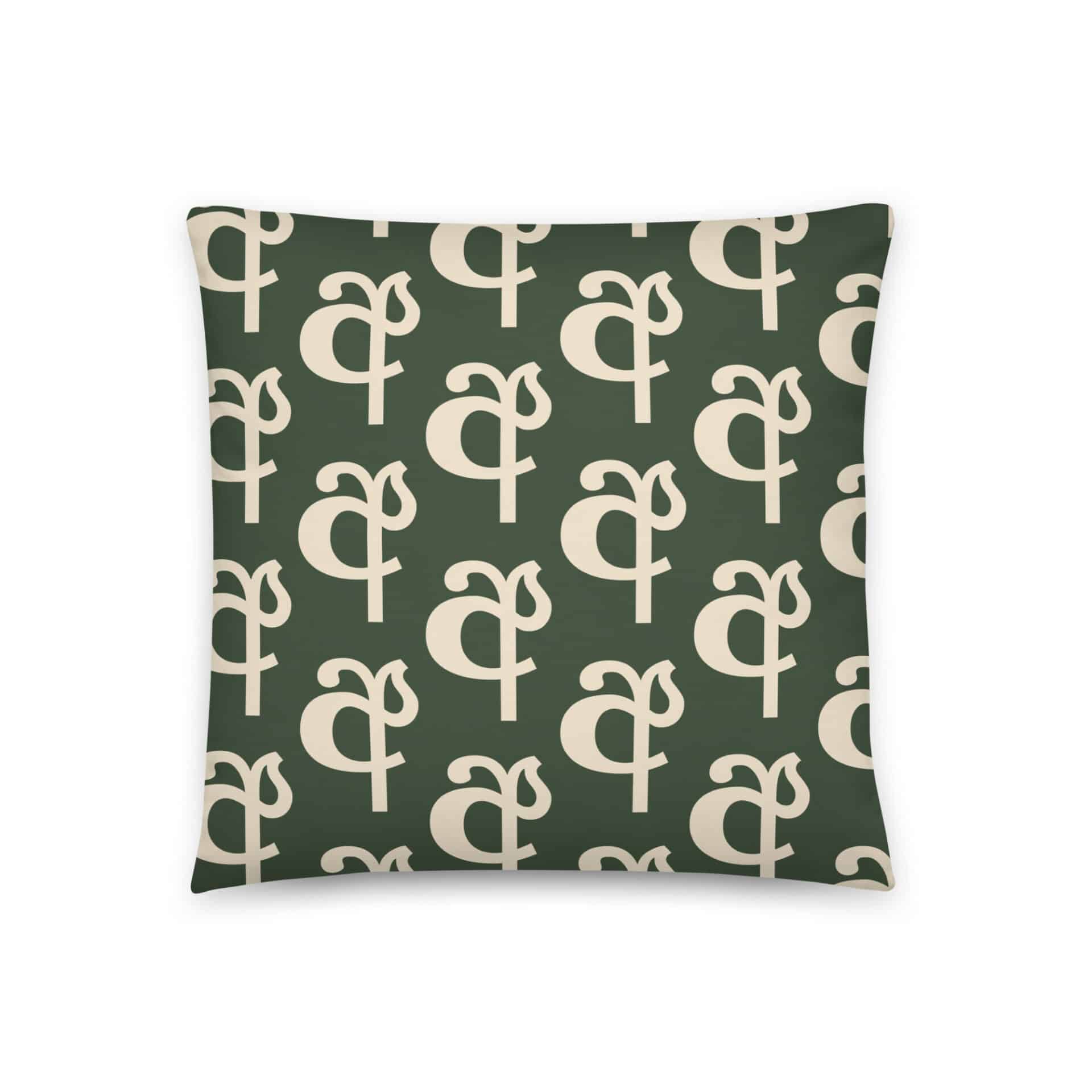 Sinhala Ligature Pillow "අ" in Green – Sri Lankan Pillows Collection