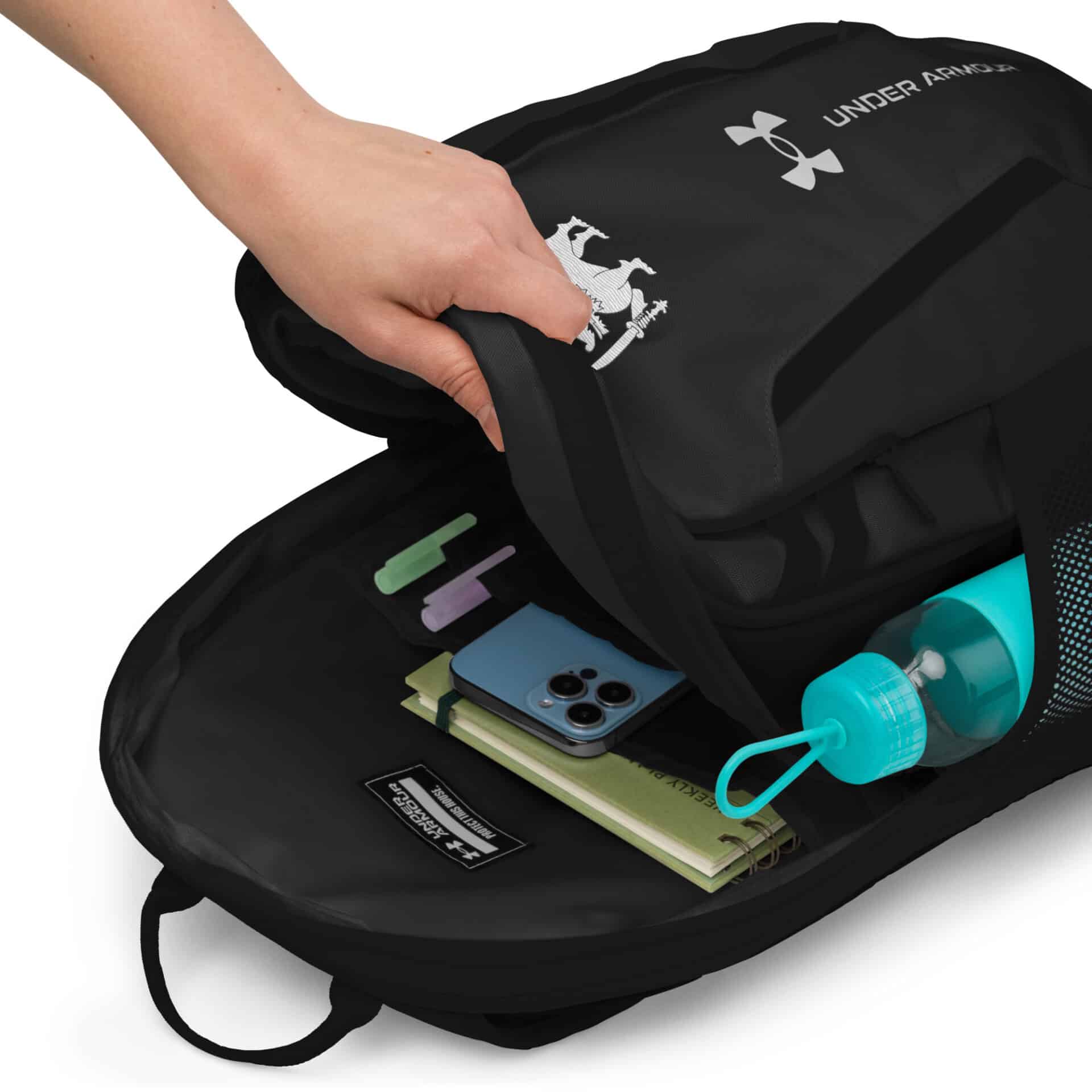 Closeup of Sri Lankan Flag Lion Backpack zipper and Lion emblem