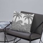 Side view of Ocean Waves and Palm Trees cushion showing thickness