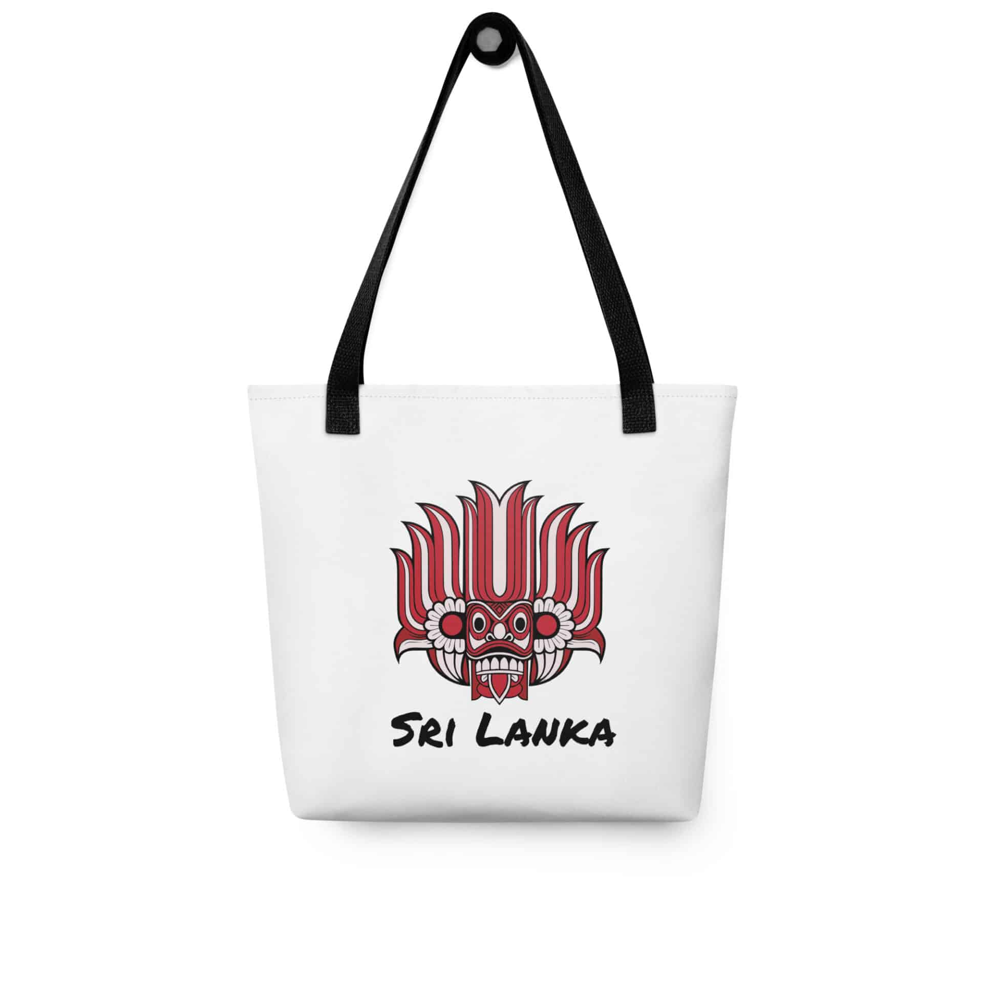 Colourful Yaka Tote Bag featuring traditional Sri Lankan demon mask design
