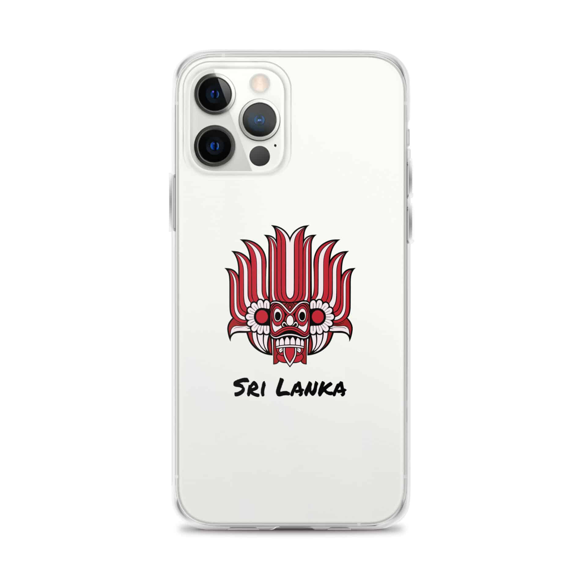 Hand holding an iPhone with the protective Sri Lankan Yaka Clear Case.