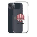 The beautiful contrast of the colourful Yaka design against a dark iPhone.