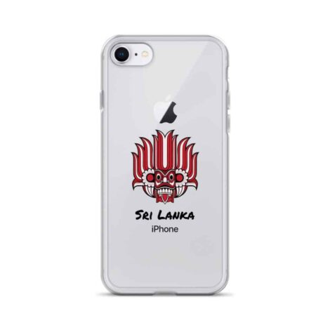 Colourful Sri Lankan Yaka Clear Case shown on an iPhone.