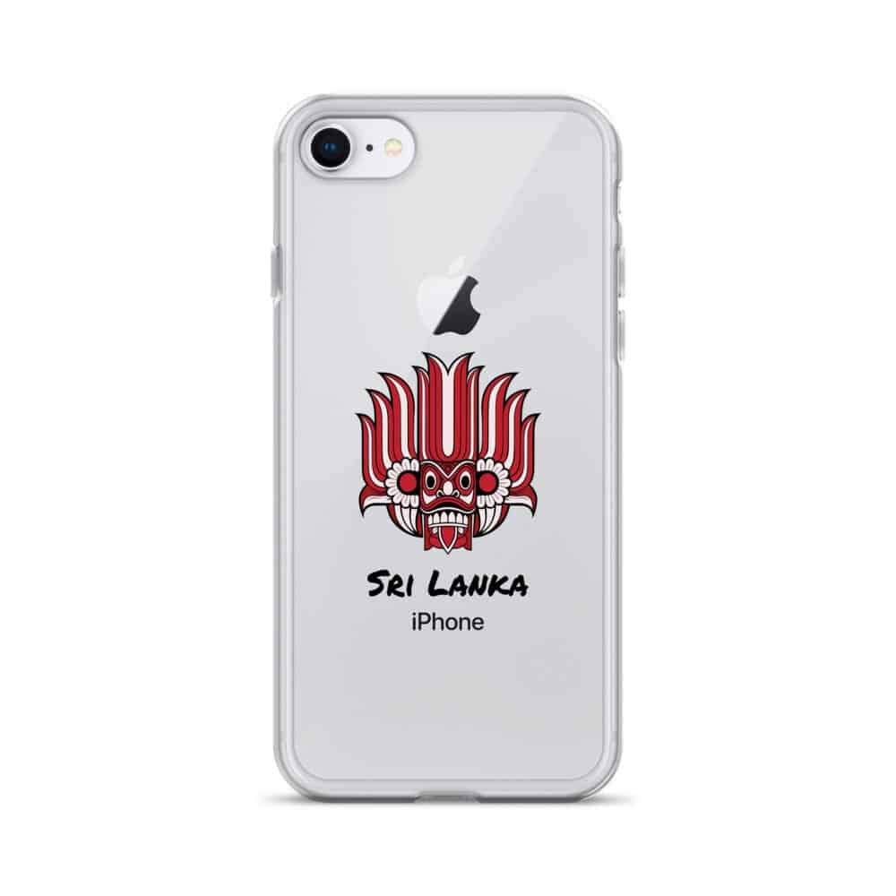 Colourful Sri Lankan Yaka Clear Case shown on an iPhone.