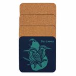 Unique Sri Lankan Merch: the Midnight Kingfisher Coaster with its vibrant, artistic design.