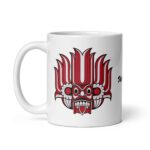 Sri Lankan Yaka Mug in glossy white ceramic - perfect for tea lovers