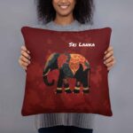 Our Cinnamon Tusker Pillow being held to show its generous size and shape-retaining quality.