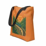 Side profile of the Nine Arches Whistle Tote Bag, showing its quality stitching.