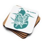 Close up of Sri Lankan Kingfisher Coaster Daylight showing vibrant bird artwork and rounded corners