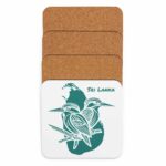 Set of four Kingfisher Coasters Daylight stacked to show slim 4 mm profile and neat edges