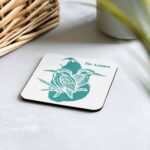 Gift ready Sri Lankan Kingfisher Coaster in minimal packaging, perfect for housewarmings