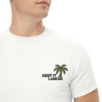 Keep It Lankan Embroidered T-Shirt featuring palm tree motif - quality Sri Lankan t-shirts